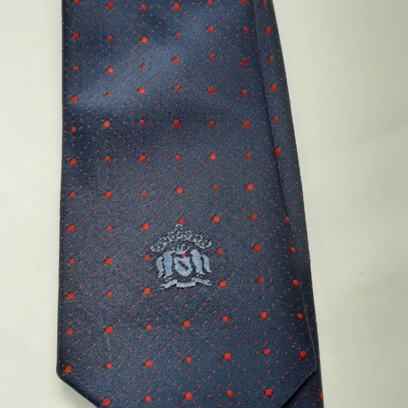Vintage Oleg Cassini Burma Tie Designer Mens Blue Navy Business Office - Picture 2 of 5